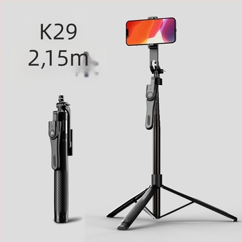 K29 Bluetooth Önjselfie Pálca Kézi Stabilizátorral, Antivibráció, LED Világítás, Ötvözet Test, Távirányítóval, Univerzális Padlón Állvány