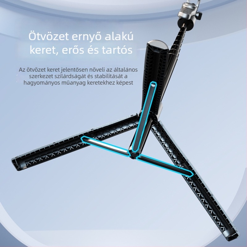 K29 Bluetooth Önjselfie Pálca Kézi Stabilizátorral, Antivibráció, LED Világítás, Ötvözet Test, Távirányítóval, Univerzális Padlón Állvány