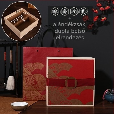 Gravírozott fa ajándékdoboz, természetes fa, Kraft belső, modell 102, testreszabás elérhető