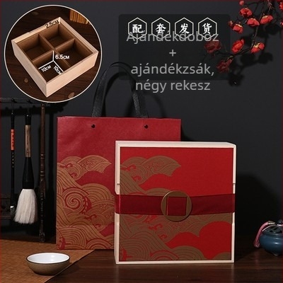 Gravírozott fa ajándékdoboz, természetes fa, Kraft belső, modell 102, testreszabás elérhető