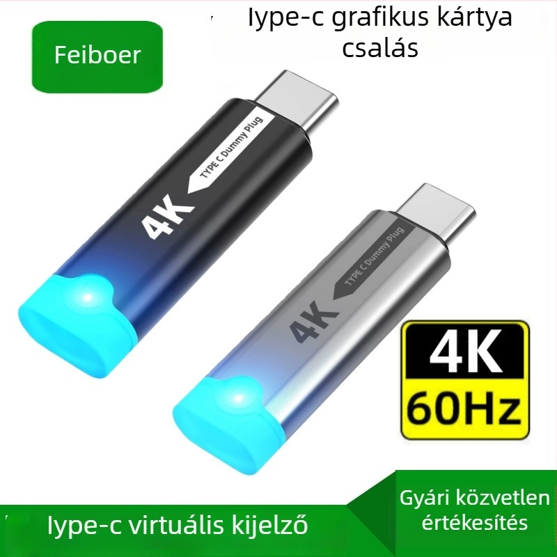 Emmons x610 Type-C grafikus kártya emulátor DP virtuális monitorral, 4K támogatás, EDID csatlakozó