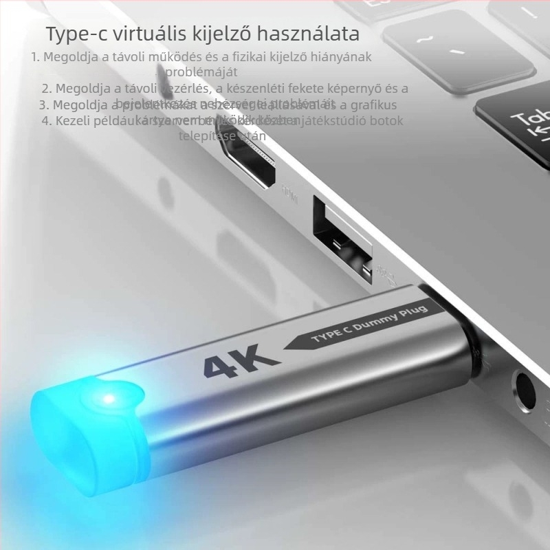 Emmons x610 Type-C grafikus kártya emulátor DP virtuális monitorral, 4K támogatás, EDID csatlakozó