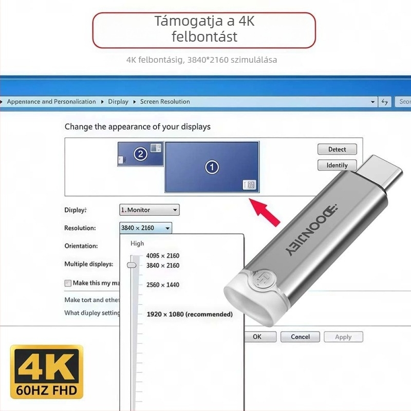 Emmons x610 Type-C grafikus kártya emulátor DP virtuális monitorral, 4K támogatás, EDID csatlakozó