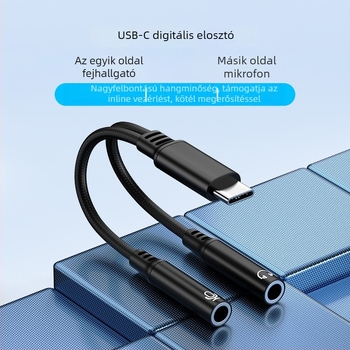 Type-C Apple Digital Audio DAC adapter, 1–2 mikrofon megosztó, modell BL-115, kompatibil az iPhone 15/16 Pro Max és a Samsung Galaxy készülékkel