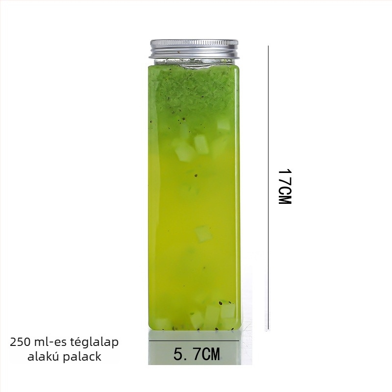 Egyszer használatos, zárt műanyag négyszögletes italos pohár, 401–500 ml, PET