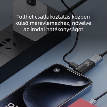Fém kivitelű Type-C–Lightning OTG adapter gyors adatátvitel USB-meghajtókhoz és zenehallgatáshoz fejhallgatóval.