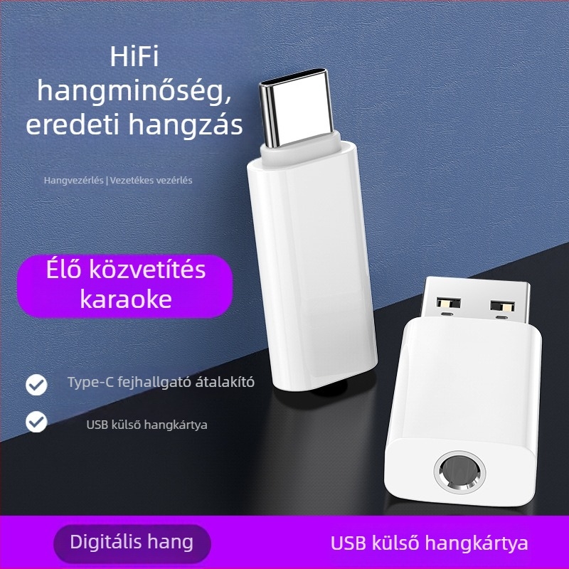 Type-C 3,5 mm-es audio adapter USB DAC külső hangkártya – kompatibilis Huawei, Samsung, Xiaomi, OPPO