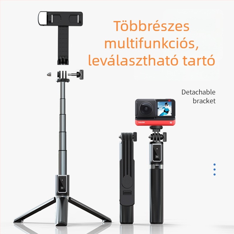 Selfiecom P40S/P40L hordozható többsfunkciós állvány GoPro interfésszel horizontális és vertikális felvételhez (Modell: P40S/P40L; Anyag: aluminiumötvözet + ABS + rozsdamentes acél; Bluetooth: Igen; Távirányító: tartalmazza; Testreszabás: Támogatott)