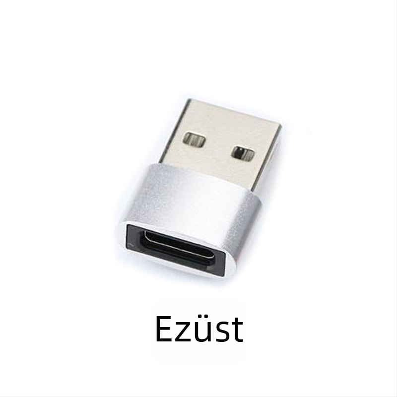 USB 2.0 A férfi USB-C női adapter adatkábellel, alumíniumötvözet csatlakozó, univerzális kompatibilitás