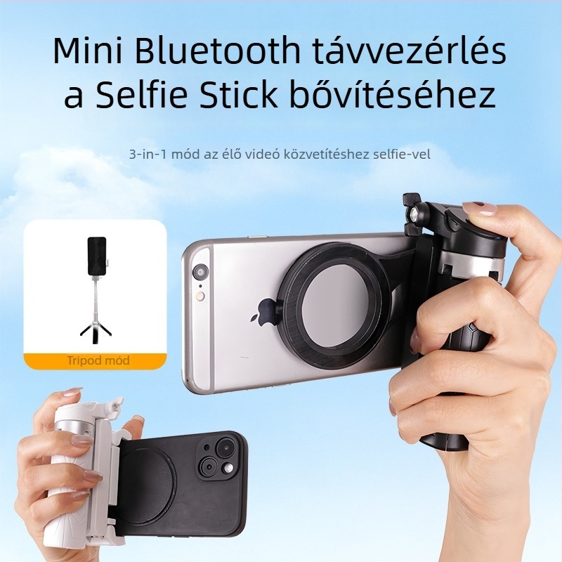 Bluetooth szelfibot mágneses univerzális telefon-tartóval és hordozható állvánnyal, rezgéscsillapítás, távirányító