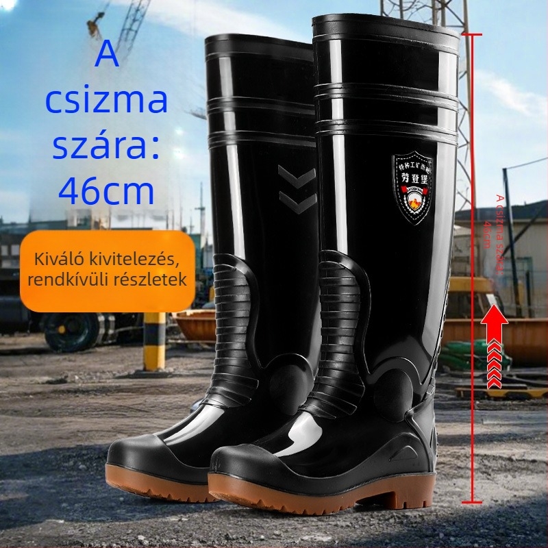 Esőcsizmák PVC felsőrésszel, magas szár, csíkos mintázat, könnyen felhúzható, csúszásmentes talp