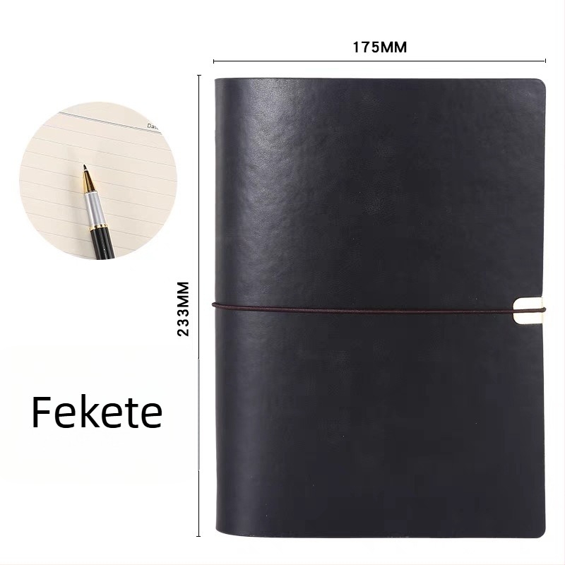 Oldalanként levehető jegyzetfüzet, PU imitáció bőr borítással, Daolin 80 g papír, rozsdamentes acél szerelvénnyel, modell RPHYB-1