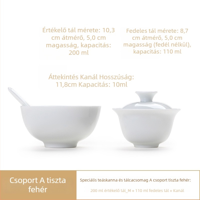 Porcelán tea szenzoros értékelő készlet, Liangting márka, Dehua megye eredetű, 1 személyre, egyszerű stílus