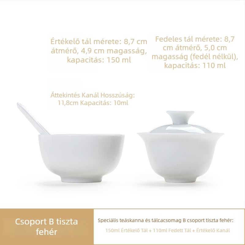 Porcelán tea szenzoros értékelő készlet, Liangting márka, Dehua megye eredetű, 1 személyre, egyszerű stílus