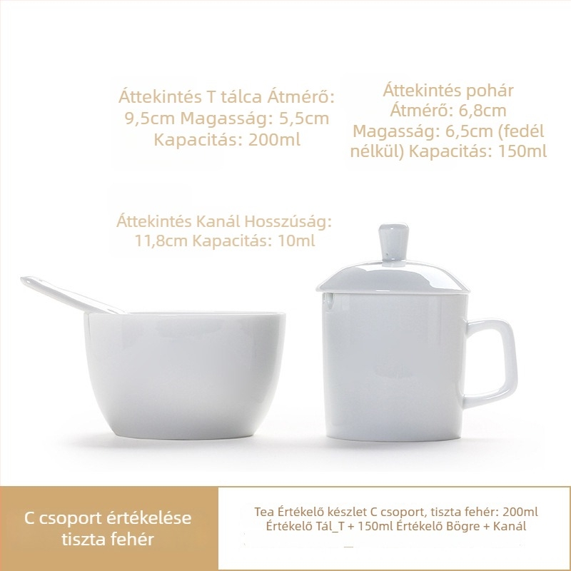 Porcelán tea szenzoros értékelő készlet, Liangting márka, Dehua megye eredetű, 1 személyre, egyszerű stílus