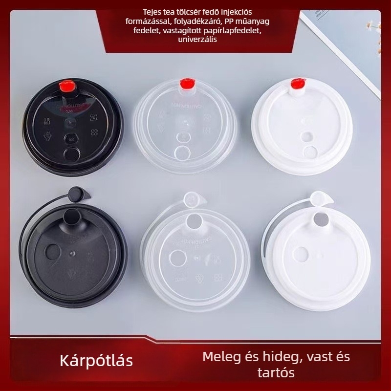 Egyszer használatos tejes-teás pohárfedél, szivárgásmentes, injekciós öntésű PP, kör alakú, 601–700 ml, megvastított