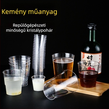 Egyszer használatos átlátszó PS műanyag pohár, 101–200 ml, kerek
