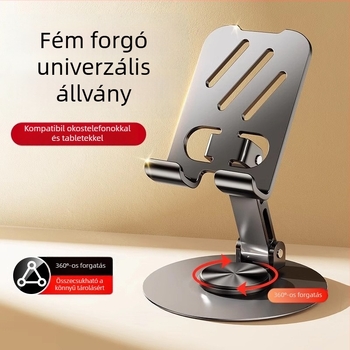 Fém összecsukható asztali tartó telefonhoz és tabletához forgatható fejjel