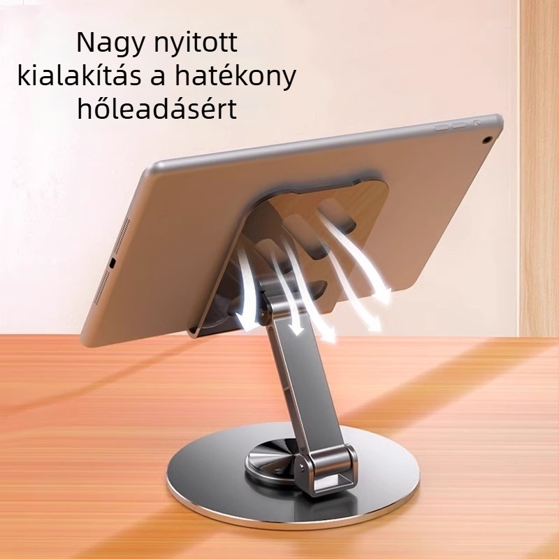 Fém összecsukható asztali tartó telefonhoz és tabletához forgatható fejjel