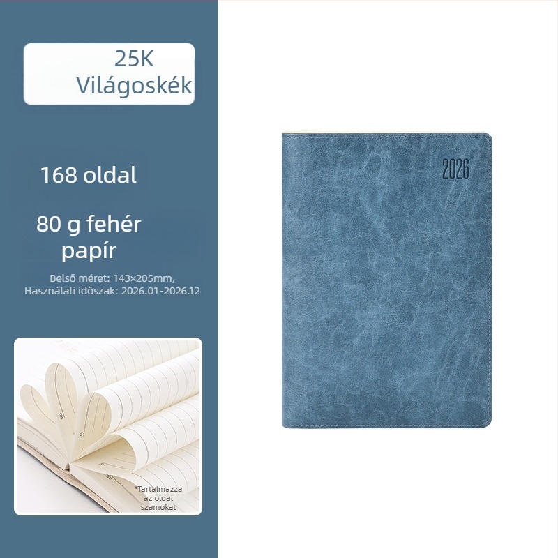 Notesz PU borítóval, varrott kötés, Dowling papír, 80 g/m², 100–200 oldal – napi tervezés 365 napra
