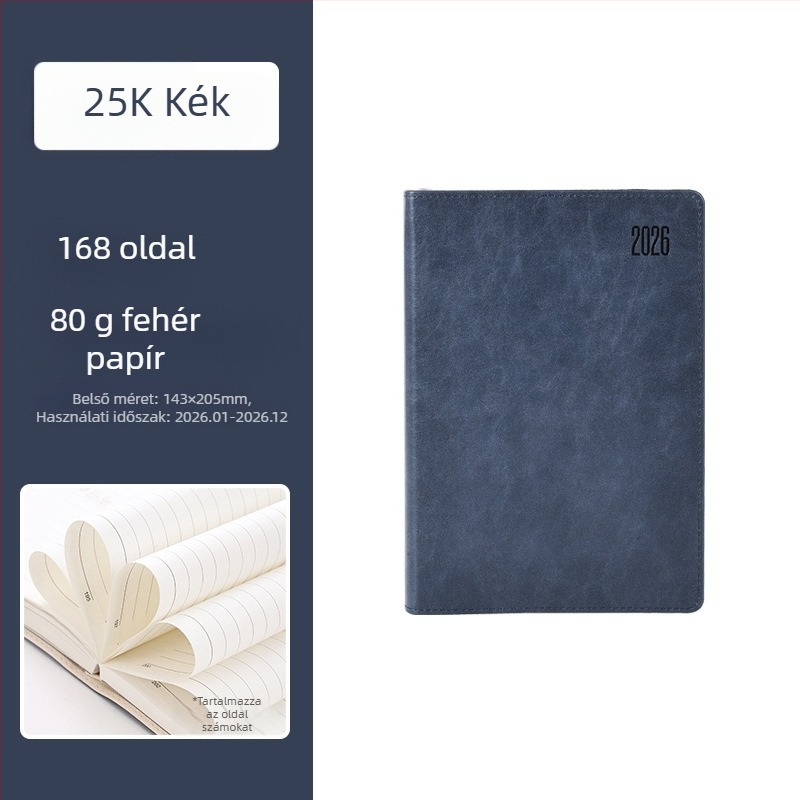 Notesz PU borítóval, varrott kötés, Dowling papír, 80 g/m², 100–200 oldal – napi tervezés 365 napra