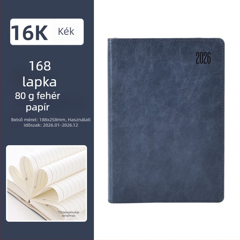 Notesz PU borítóval, varrott kötés, Dowling papír, 80 g/m², 100–200 oldal – napi tervezés 365 napra