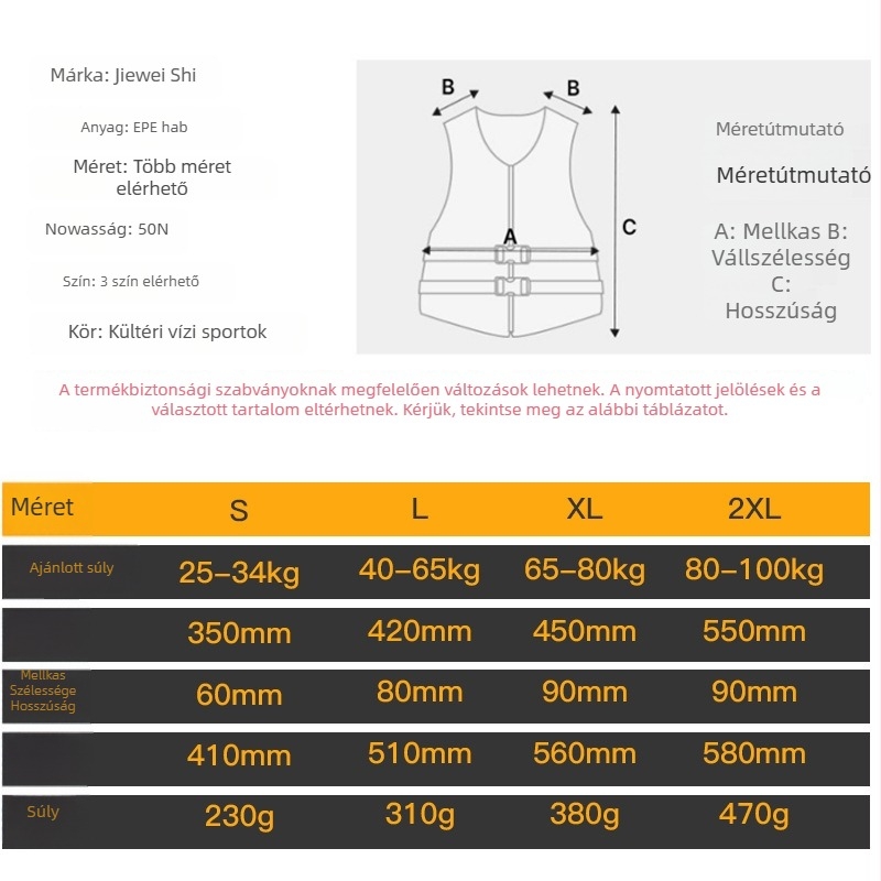 Felnőtt mentőmellény - Magas felhajtóerő, Modell: Big Buoyant Life-Saving Vest, Eredet: Jiangsu, Kína, Testreszabás elérhető