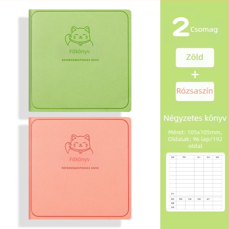 George willsons Kompakt négyzetes jegyzetfüzet családi pénzügyekhez — műbőr borító, varrott kötés, Dowling papír, 100 g/m²