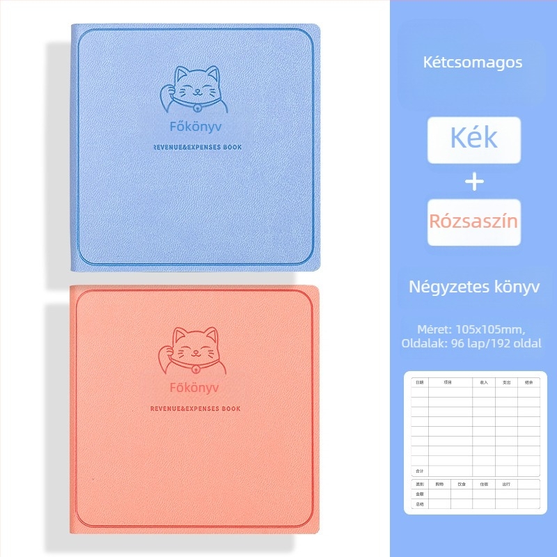 George willsons Kompakt négyzetes jegyzetfüzet családi pénzügyekhez — műbőr borító, varrott kötés, Dowling papír, 100 g/m²