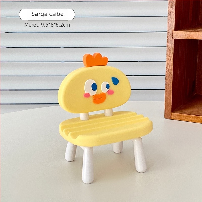 Kreatív kis székkel készült telefon-tartó — rajzfilm-stílusú, ABS+PVC, Mu Qixi, testreszabás elérhető