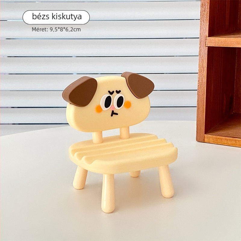 Kreatív kis székkel készült telefon-tartó — rajzfilm-stílusú, ABS+PVC, Mu Qixi, testreszabás elérhető