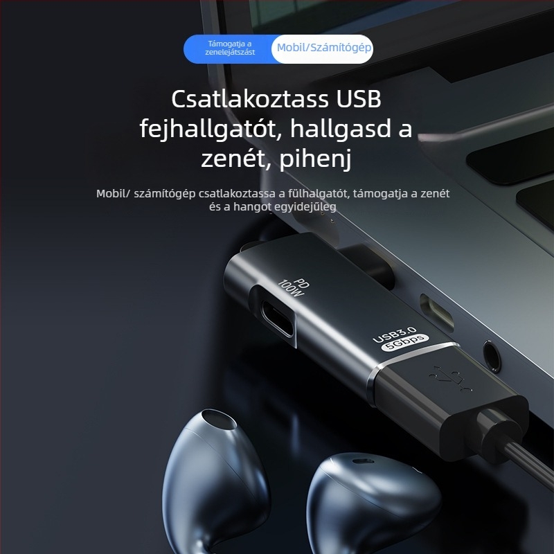 Type-C USB OTG adapter PD tápegységgel — töltés használat közben és külső TV box támogatás
