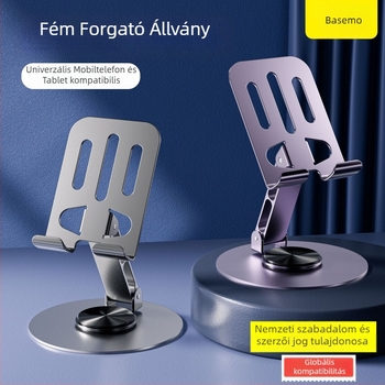 Asztali telefon-tartó, teljesen fém, forgatható és összecsukható, anti-ingadozás, univerzális kivitel