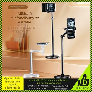 Boneruy — Asztali felülről készített telefon-tartó, ötvözet anyagú, testreszabható, ideális selfie-hez és élő közvetítéshez