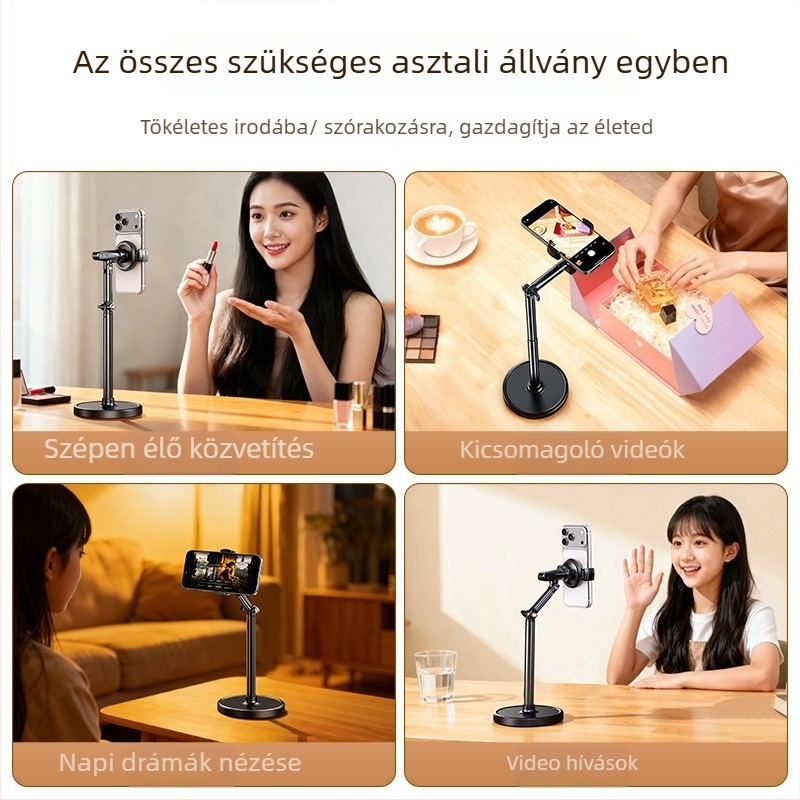 Boneruy — Asztali felülről készített telefon-tartó, ötvözet anyagú, testreszabható, ideális selfie-hez és élő közvetítéshez