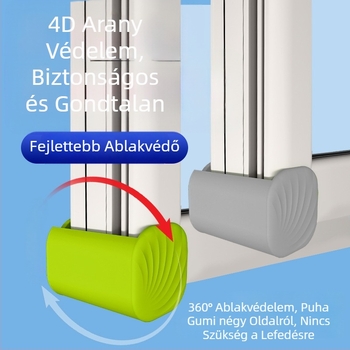 Ablak sarkvédő, ütközés elleni, kopásálló, szilikon anyag, automatikus visszaállítás