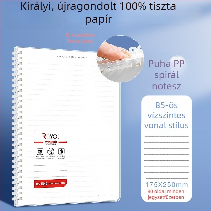 Wright spirálfüzet PP borítóval, kreatív stílus, papírfa-pulpából készült papír, papírtömeg: egyéb súlyok