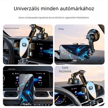 Autótelefon-tartó – univerzális, vákuumcsésze rögzítés, illeszkedik szélvédőhöz és műszerfalhoz, tápellátás nélkül