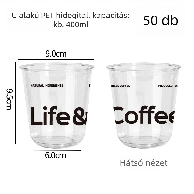 Egyszer használatos PET kávés pohár fedéllel, kerek forma, 301–400 ml kapacitás, PET műanyag, testreszabható