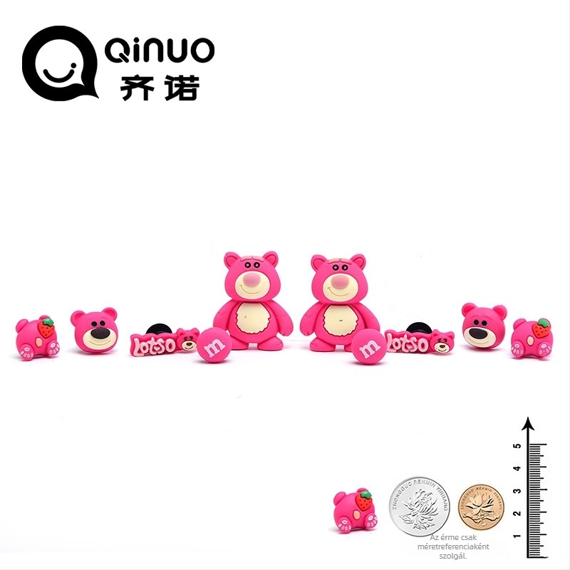 Zino cipőmedálok Strawberry Bear motívummal, 3D virág, DIY dekorációk nők cipőire, minden évszakban használatra