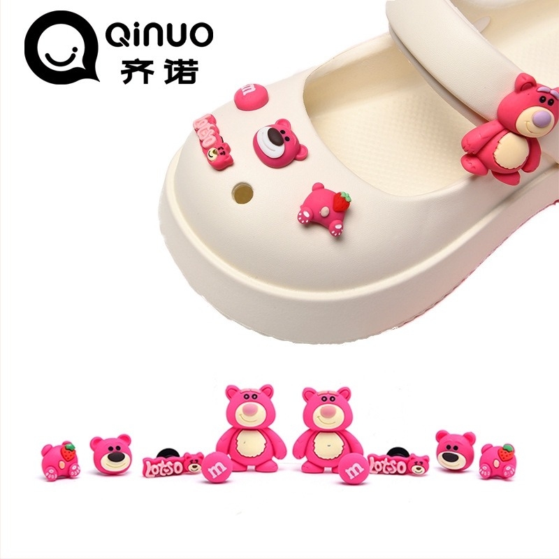 Zino cipőmedálok Strawberry Bear motívummal, 3D virág, DIY dekorációk nők cipőire, minden évszakban használatra