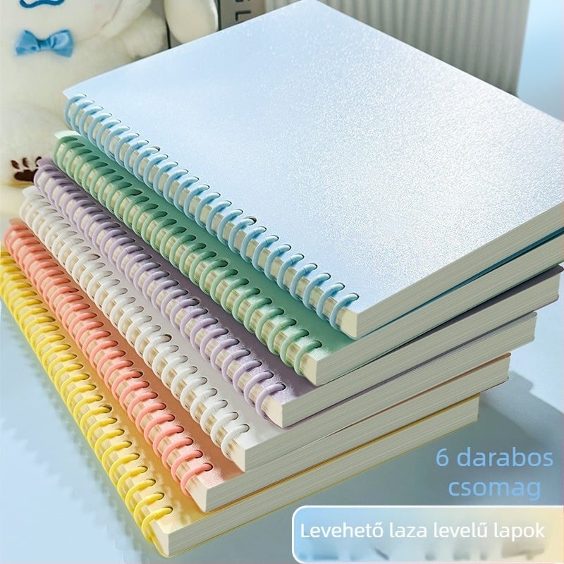 Kivehető bindező notesz PP borítóval, A4/A5/B5 méretekhez, körgyűrűs kötés, 100–200 oldal, 80 g dupla offset papír