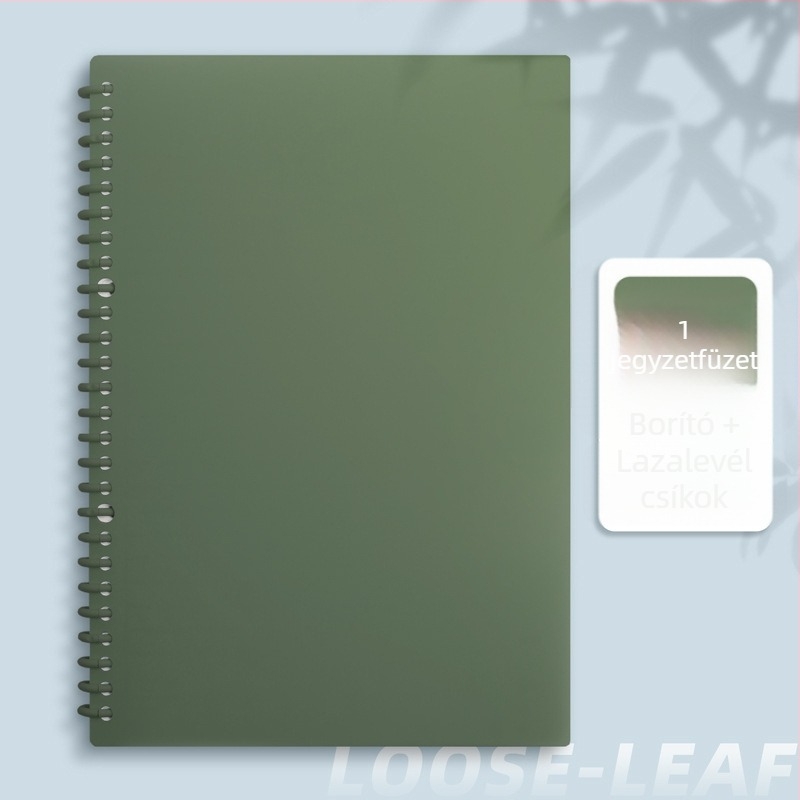 Kivehető bindező notesz PP borítóval, A4/A5/B5 méretekhez, körgyűrűs kötés, 100–200 oldal, 80 g dupla offset papír