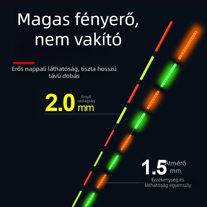Vertical Drift horgászúszó – világító, merev vég, vastag test, Nano anyag, nappal és éjszaka használható
