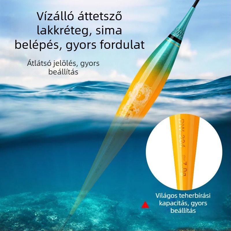 Vertical Drift horgászúszó – világító, merev vég, vastag test, Nano anyag, nappal és éjszaka használható