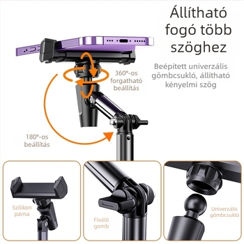Boneruy T10 asztali telefon-tartó – teleszkópos, felülről történő felvétel, élő adás kompatibilis, műanyag, univerzális