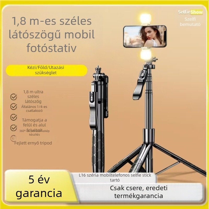 Kinyúló selfie bot tripod Bluetooth rezgéscsillapítóval, földre álló telefon-tartó, logó testreszabás, távvezérlővel
