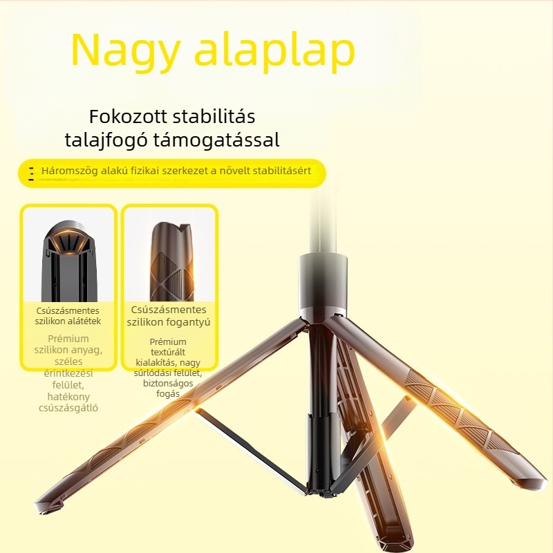 Kinyúló selfie bot tripod Bluetooth rezgéscsillapítóval, földre álló telefon-tartó, logó testreszabás, távvezérlővel