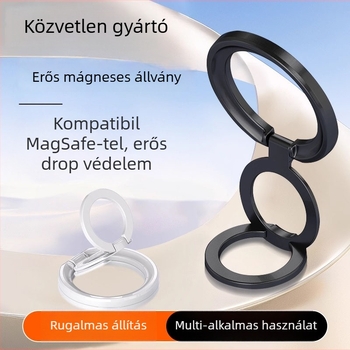 Mágneses telefon tartó gyűrűvel – univerzális asztali tartó ötvözetből, összecsukható, ultra-vékony, többfunkciós
