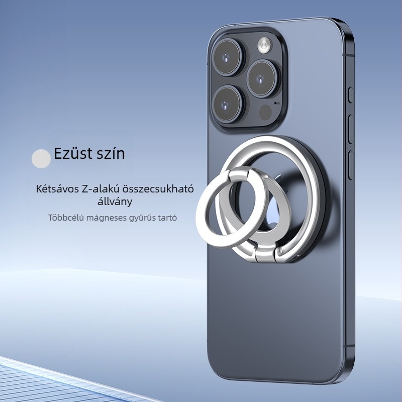 Mágneses telefon tartó gyűrűvel – univerzális asztali tartó ötvözetből, összecsukható, ultra-vékony, többfunkciós